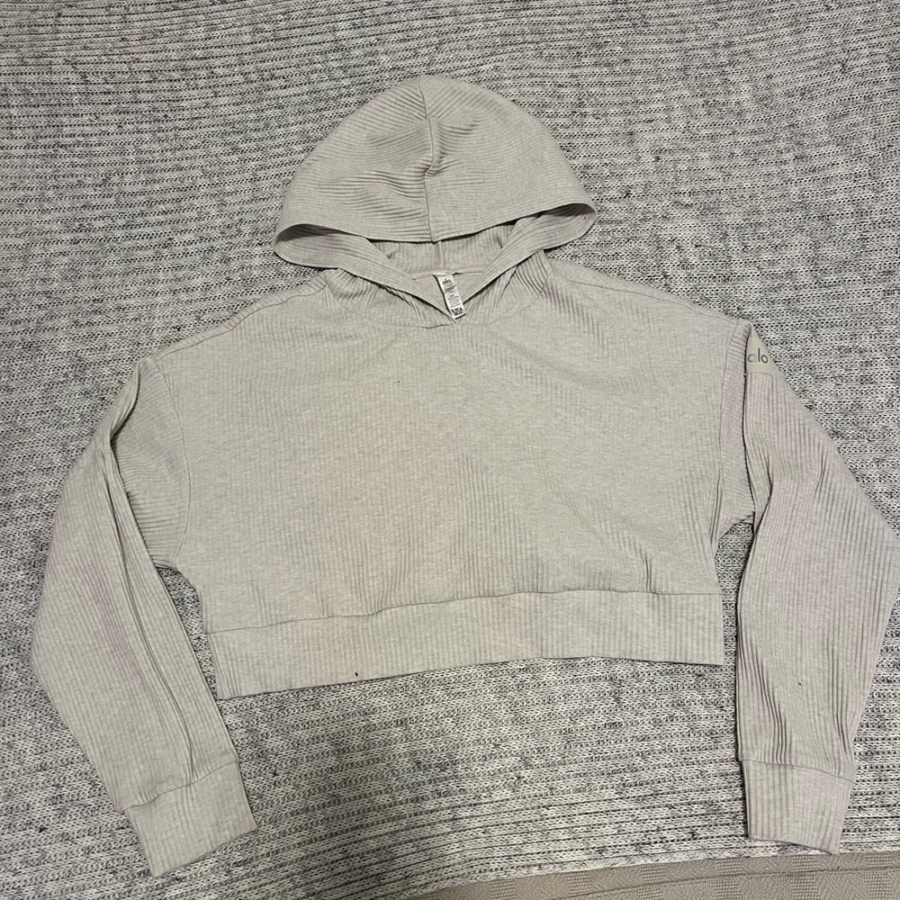 Alo Women's Cream Cropped Hoodie